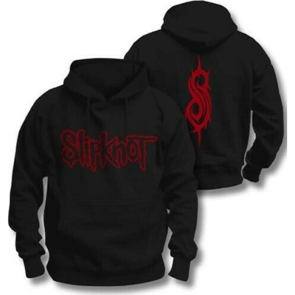 Slipknot Logo Φούτερ με Κουκούλα σε Μαύρο χρώμα Με Στάμπα Εμπρός Και Πίσω