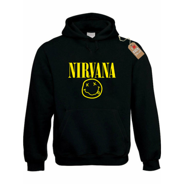 Nirvana Unisex Φούτερ με Κουκούλα Μαύρο