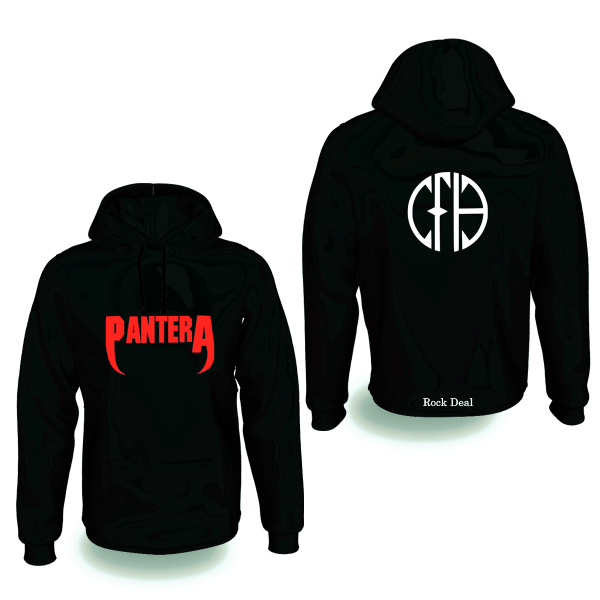 Pantera Ανδρικό Φούτερ με Κουκούλα Μαύρο Με Στάμπα Εμπρός Και Πίσω