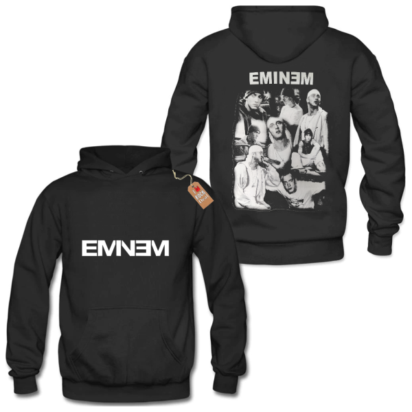 EMINEM Φούτερ με Κουκούλα σε Μαύρο χρώμα Με Στάμπα Εμπρός Και Πίσω