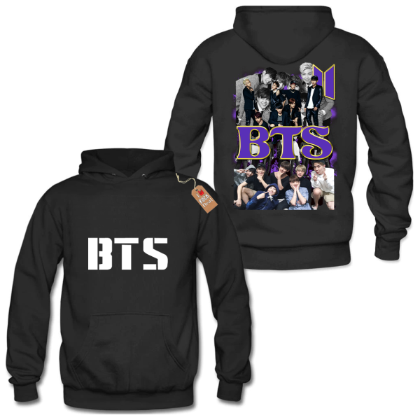 BTS Φούτερ παιδικό-Ενηλίκων με Κουκούλα σε Μαύρο χρώμα 