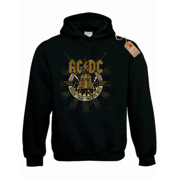 ACDC Bells Unisex Φούτερ Μαύρο με Κουκούλα