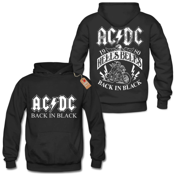 ACDC Φούτερ με Κουκούλα σε Μαύρο χρώμα Με Στάμπα Εμπρός Και Πίσω