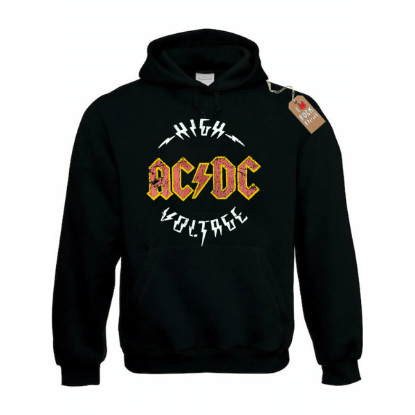 ACDC High Voltage Unisex Φούτερ Μαύρο με Κουκούλα