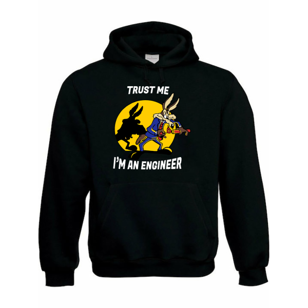 TRUST ME I'M AN ENGINEER Φούτερ με Κουκούλα σε Μαύρο Χρώμα