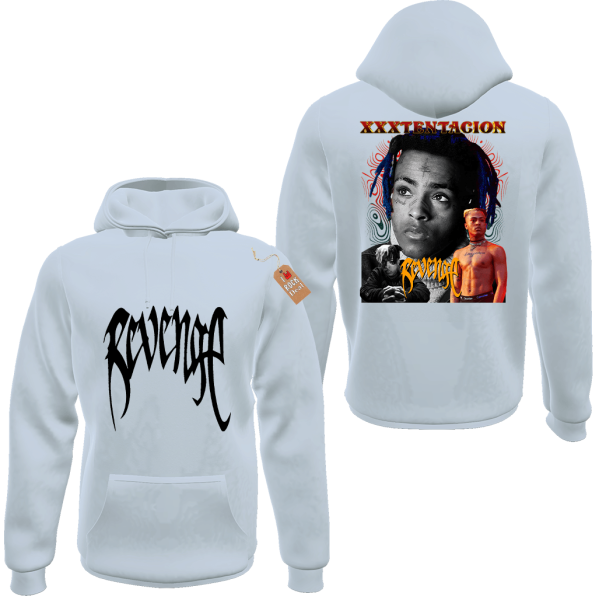 XXXTENTACION Φούτερ με Κουκούλα σε Λευκό χρώμα Με Εκτύπωση Εμπρός Και Πίσω