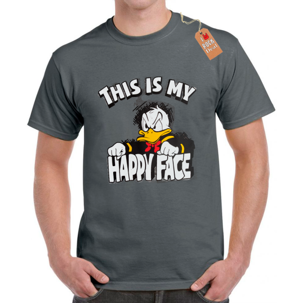 This is My Happy Face Ντόναλντ Ντακ T-shirt Γκρί Ανδρικό