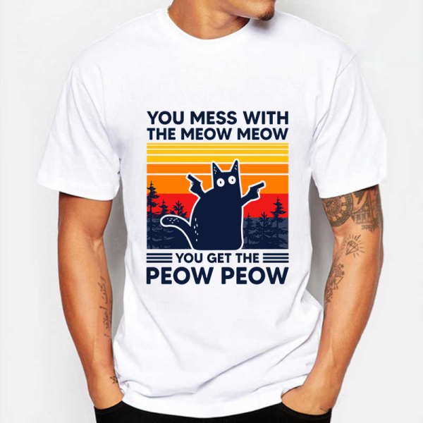 You Mess With The Meow Meow Madafakas T-Shirt Λευκό sublimation