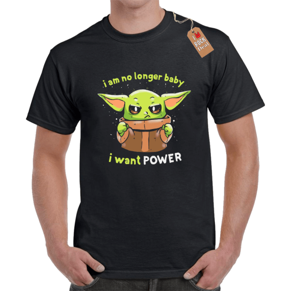 Baby Yoda I WANT POWER T-Shirt Μαύρο