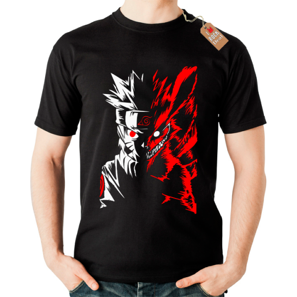 Naruto Anime Two Faces T-shirt Μαύρο