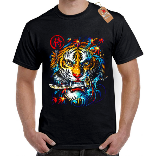 TIGER SAMURAI T-Shirt Μπλούζα σε μαύρο χρώμα