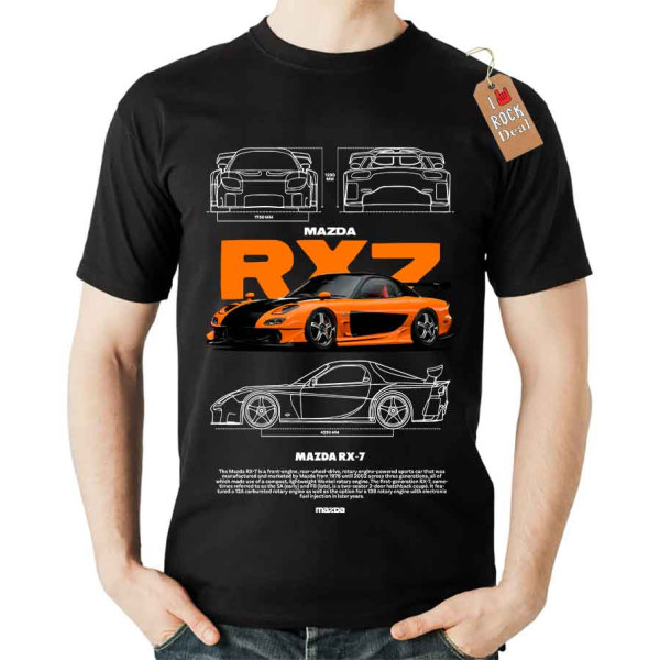 MAZDA RX-7 T-Shirt σε Μαύρο Χρώμα