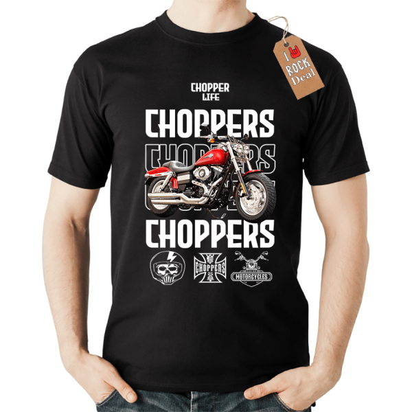 CHOPPERS Biker Life T-Shirt σε Μαύρο Χρώμα