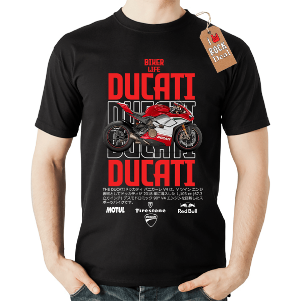 DUCATI Biker Life T-Shirt σε Μαύρο Χρώμα