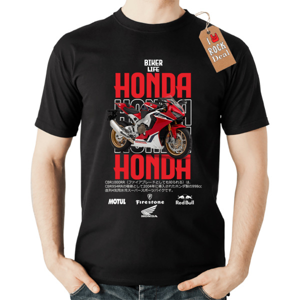 HONDA Biker Life T-Shirt σε Μαύρο Χρώμα