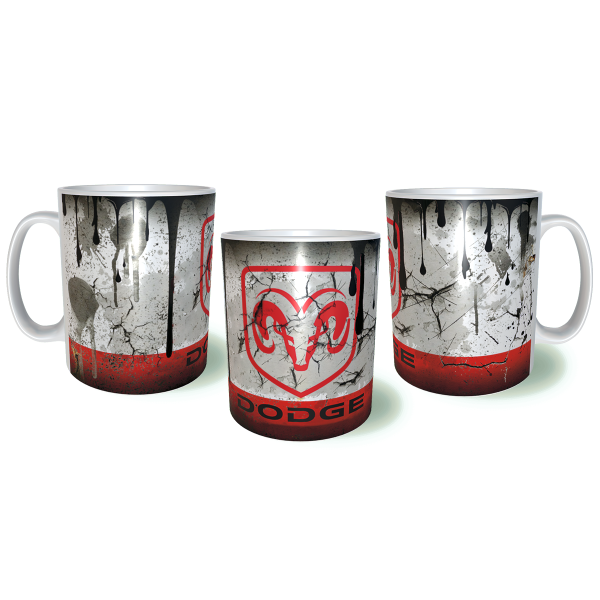 DODGE Λερωμένη Σκουριασμένη Κεραμική Κούπα 11oz 