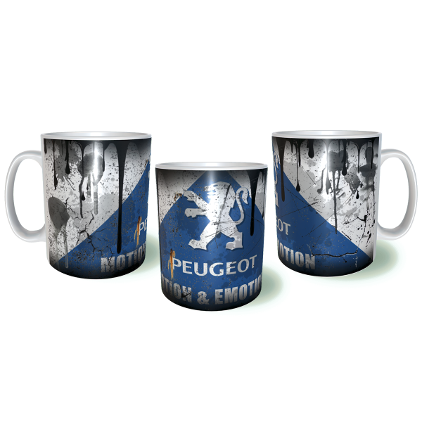 PEUGEOT Λερωμένη Σκουριασμένη Κεραμική Κούπα 11oz 