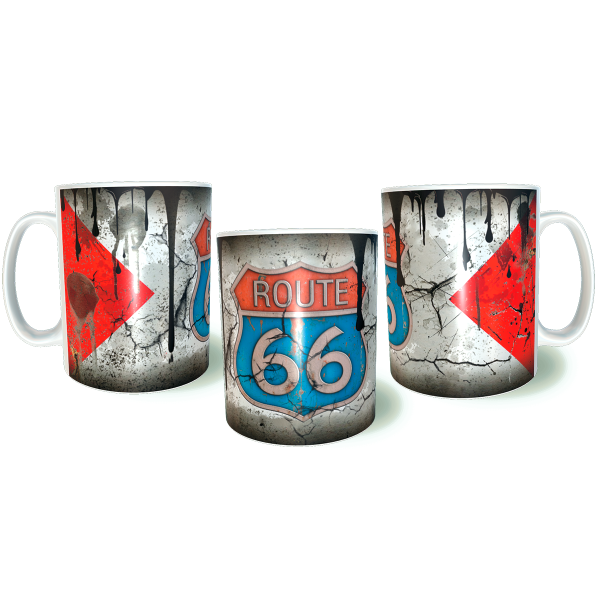 US ROUTE 66 Auto Λερωμένη Σκουριασμένη Κεραμική Κούπα 11oz 