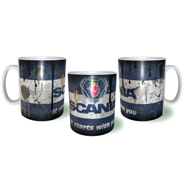 SCANIA Truck Λερωμένη Σκουριασμένη Κεραμική Κούπα 11oz 