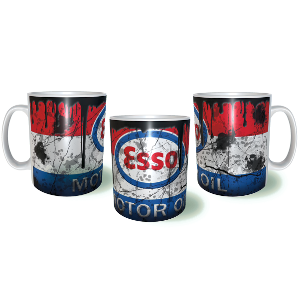 ESSO Motor Oil Λερωμένη Σκουριασμένη Κεραμική Κούπα 11oz 