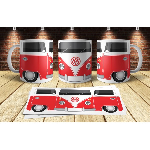 VW Camper Van Mug Σε Κόκκινο Κεραμική Κούπα 11oz 