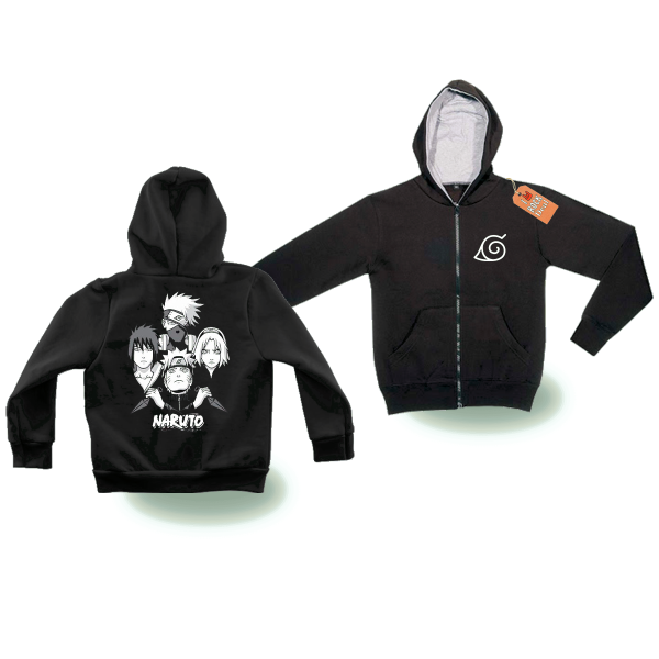 Naruto Ζακέτα Φούτερ με Κουκούλα Παιδικό Μαύρο