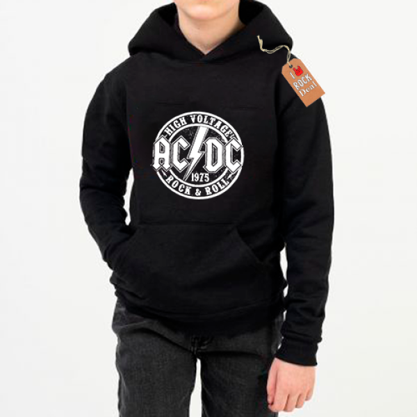 ACDC Παιδικό Φούτερ με Κουκούλα σε Μαύρο