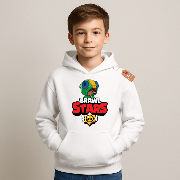 BRAWL STARS παιδικό φούτερ με κουκούλα σε άσπρο χρώμα