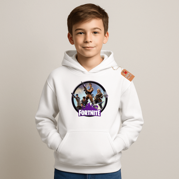 FORTNITE παιδικό φούτερ με κουκούλα σε άσπρο χρώμα