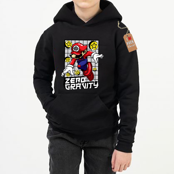 SUPER MARIO Zero Gravity Παιδικό Φούτερ με κουκούλα σε Μαύρο χρώμα