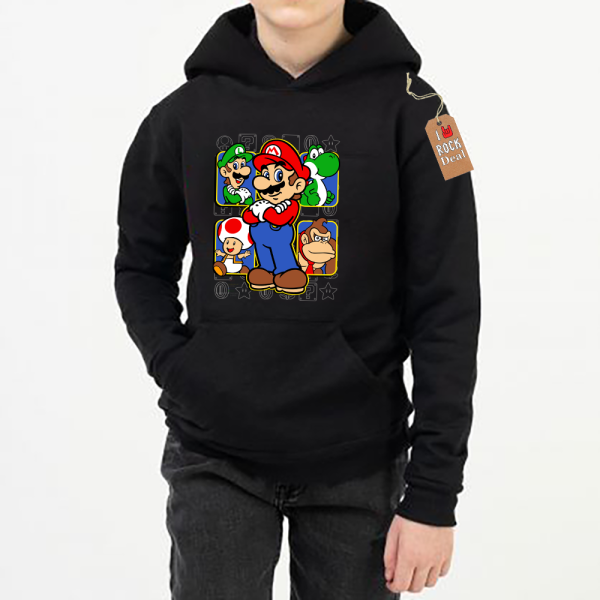 SUPER MARIO Friends Παιδικό Φούτερ με κουκούλα σε Μαύρο χρώμα