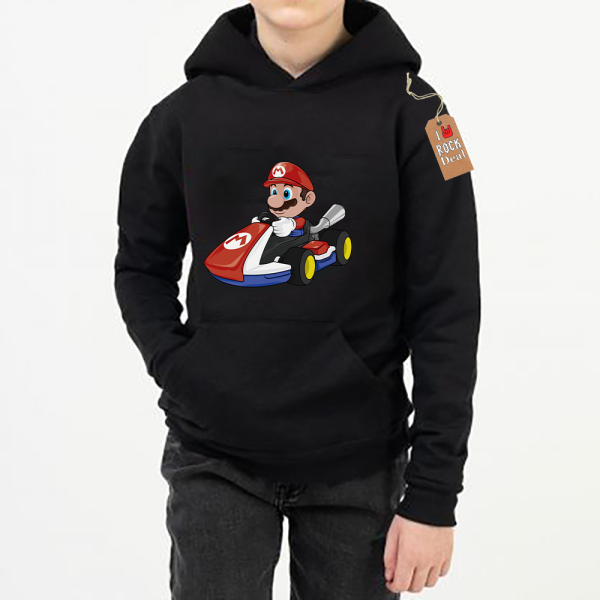 SUPER MARIO Καρτ Παιδικό Φούτερ με κουκούλα σε Μαύρο χρώμα