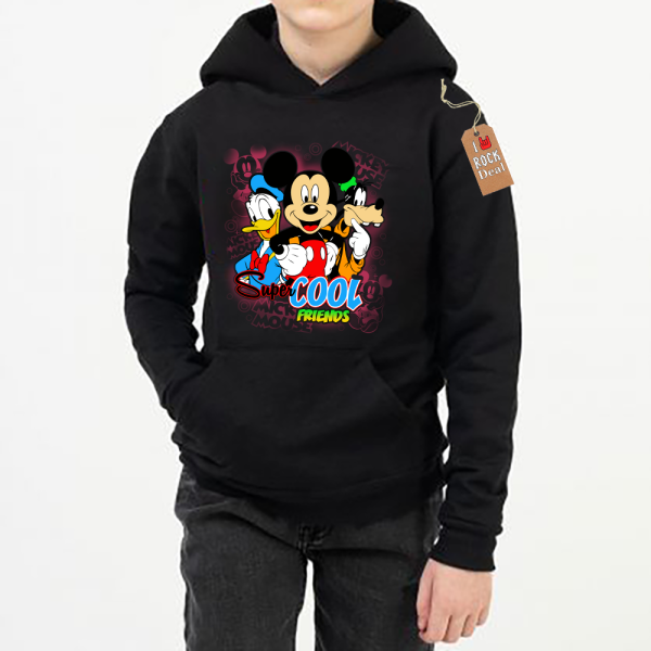 Μίκυ Μαους Super Cool Friends Παιδικό Φούτερ με κουκούλα σε Μαύρο χρώμα