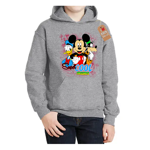 Μίκυ Μαους Super Cool Friends Παιδικό Φούτερ με κουκούλα σε Γκρί χρώμα