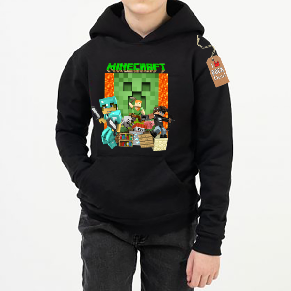Minecraft Custom Παιδικό Hoodies Σε μαύρο Χρώμα