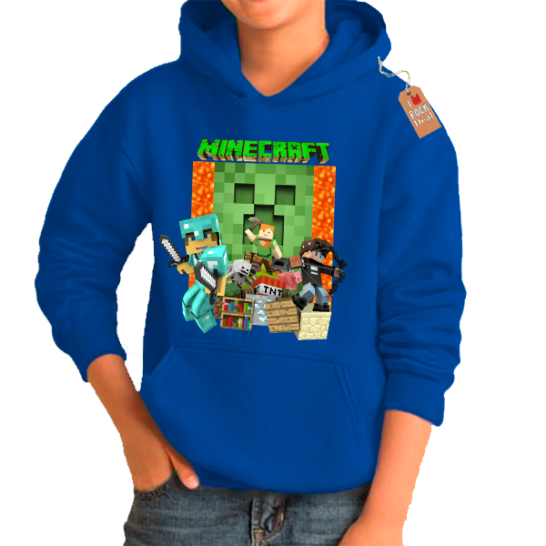 Minecraft Custom Παιδικό Hoodies Σε Μπλέ Χρώμα