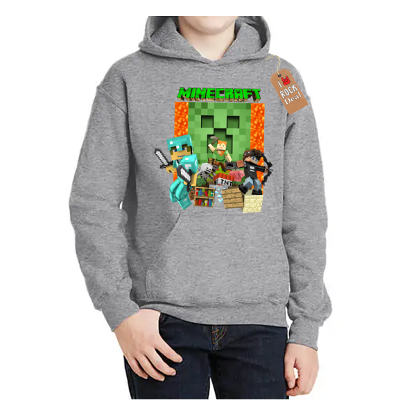 Minecraft Custom Παιδικό Hoodies Σε Γκρί Χρώμα
