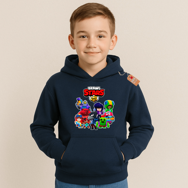 BRAWL STARS παιδικό φούτερ με κουκούλα σε μπλε Navy χρώμα