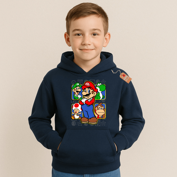 SUPER MARIO παιδικό φούτερ με κουκούλα σε μπλε Navy χρώμα