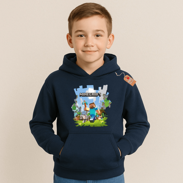 MINECRAFT παιδικό φούτερ με κουκούλα σε μπλε Navy χρώμα