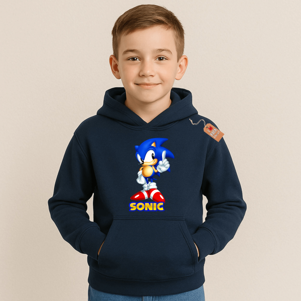 SONIC παιδικό φούτερ με κουκούλα σε μπλε Navy χρώμα