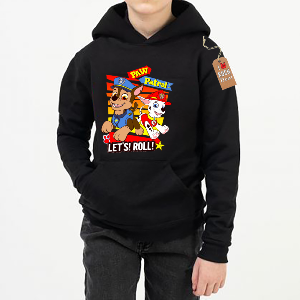 PAW PATROL Let's Roll ! Παιδικό Φούτερ με κουκούλα σε Μαύρο χρώμα