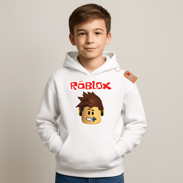 ROBLOX παιδικό φούτερ με κουκούλα σε άσπρο χρώμα