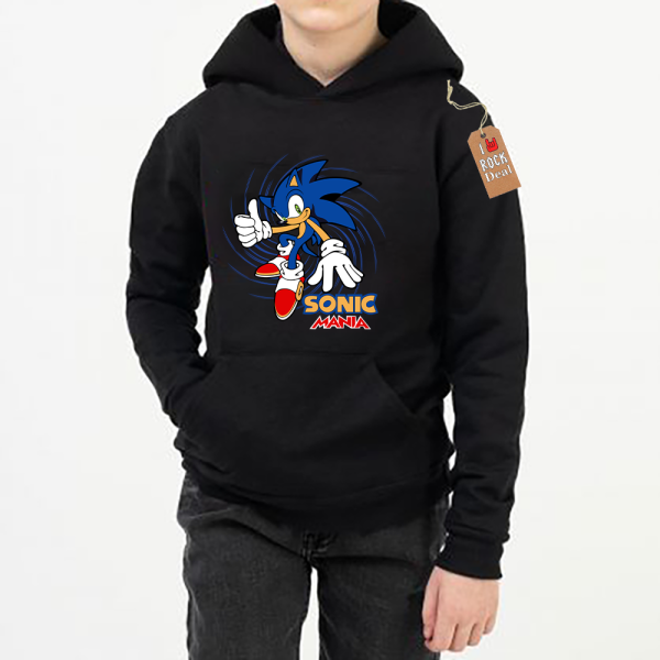 SONIC MANIA Παιδικό Φούτερ με κουκούλα σε Μαύρο χρώμα