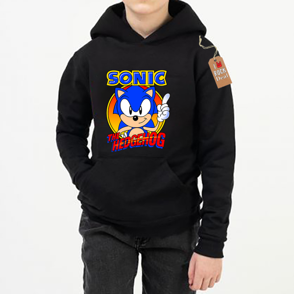 SONIC THE HEDGEHOG Παιδικό Φούτερ με κουκούλα σε Μαύρο χρώμα