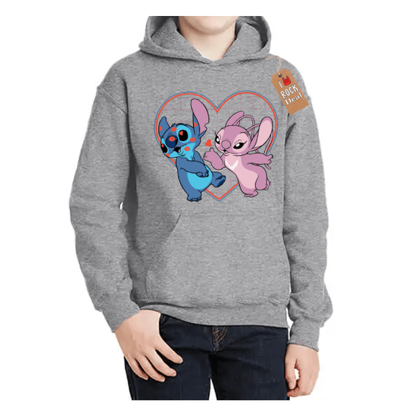 Stitch & Angel Φούτερ Με Κουκούλα Γκρί παιδικό