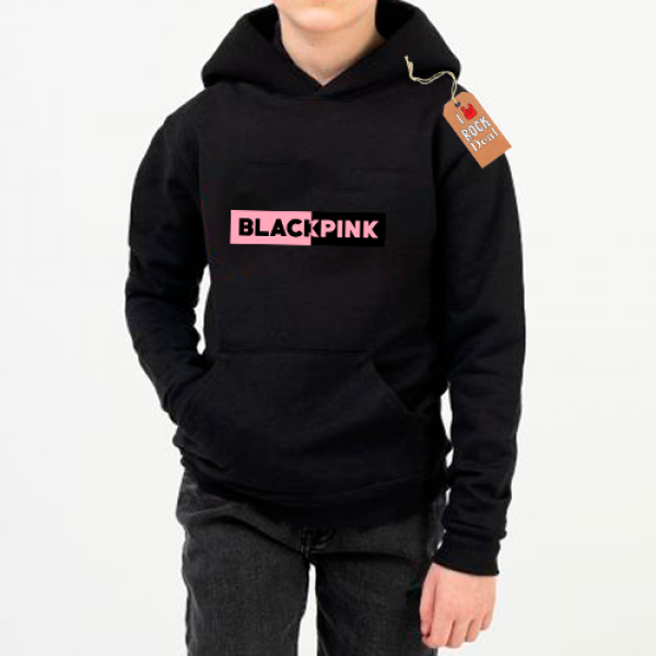 Black Pink Φούτερ με Κουκούλα παιδικό Μαύρο