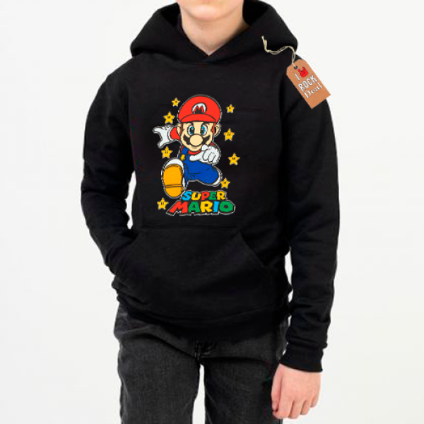 Super Mario Φούτερ Με Κουκούλα Μαύρο παιδικό