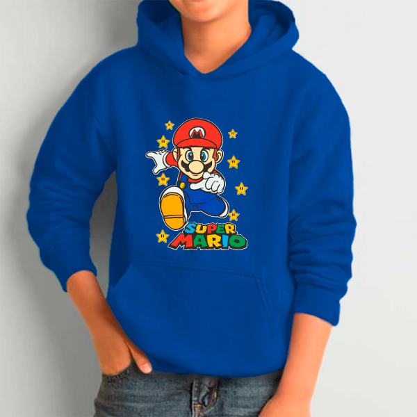 Super Mario Φούτερ Με Κουκούλα Μπλέ παιδικό