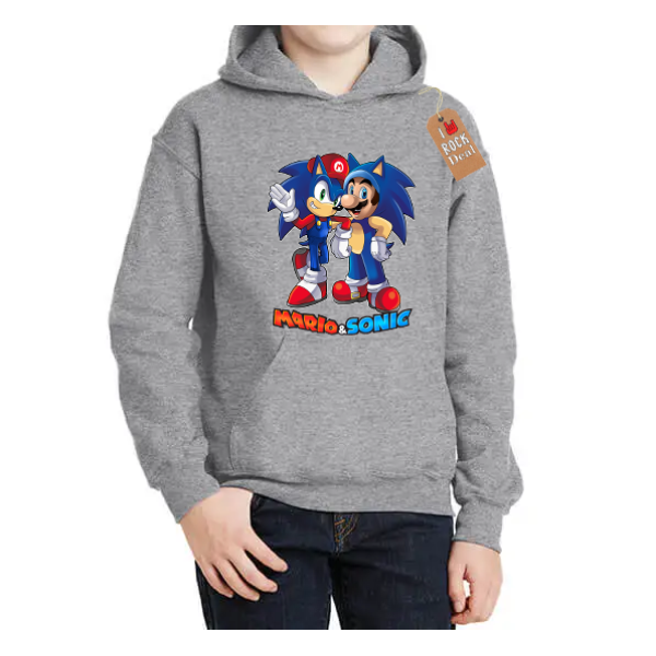 Super Mario & Sonic Kids Hoddies, σε Μαύρο χρώμα